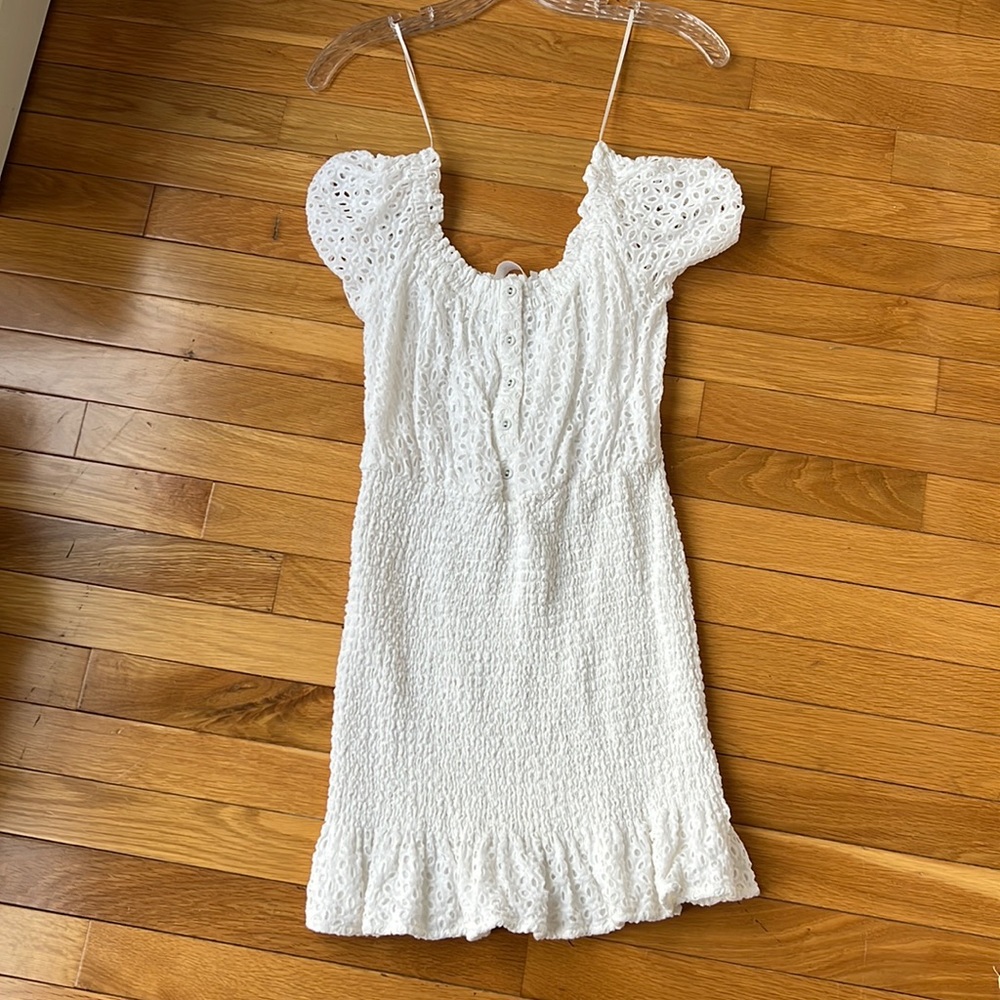 Astr the label white smocked eyelet mini dress. Size S, worn once